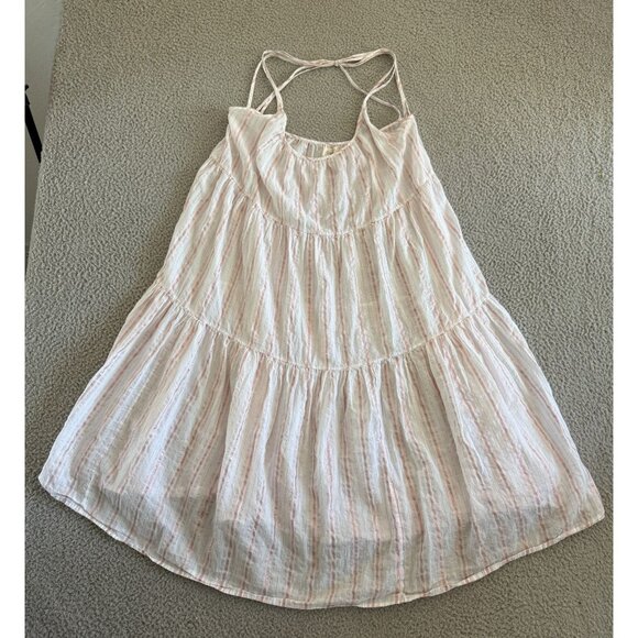 9seeds Dress White Pink Striped Tiered Flowy Sundress Beach - Picture 1 of 6